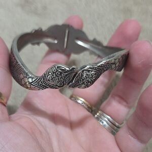 Silver Plated Snake Spring Hinged Bangle